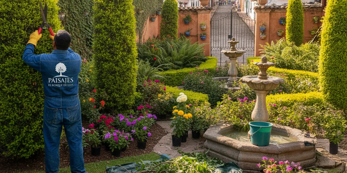 Diseño de jardines con paisajismo profesional y fuentes ornamentales